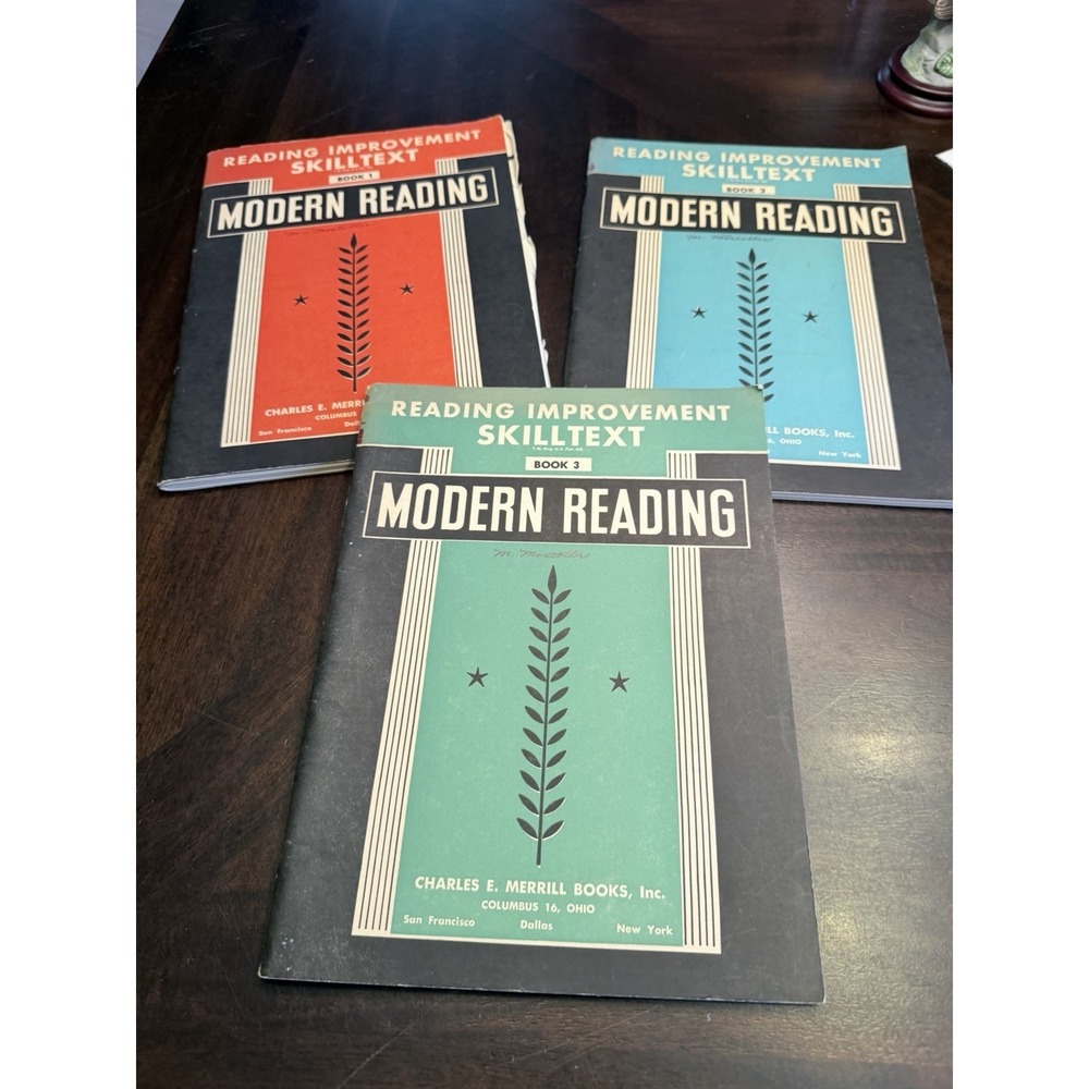 Vintage 1958 Modern Reading Books 1 2 &3 Reading Improvement Skilltext  Merrill
